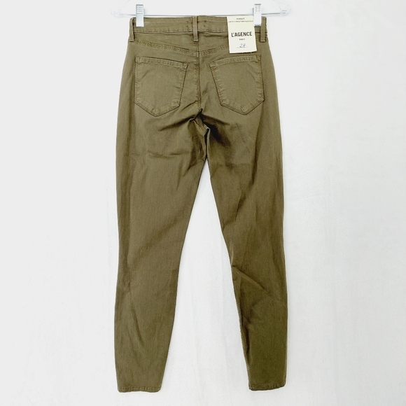 NEW L'AGENCE Margot High Rise Skinny olive Green Pant P2072 - Picture 5 of 11